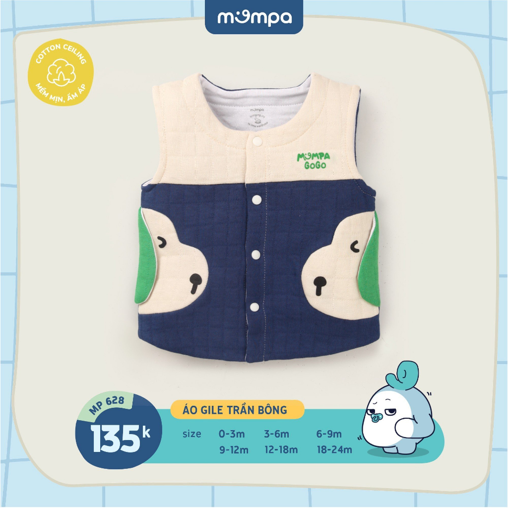 MOMPA Áo gile trần bông cho bé siêu ấm
