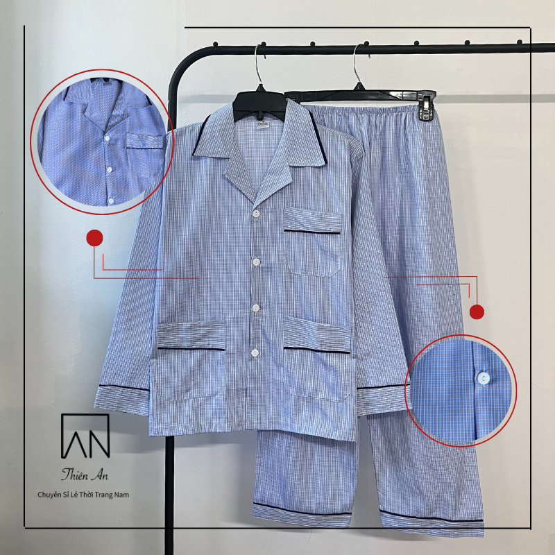 Đồ Bộ Nam Pijama Thích Hợp Với Nam Trung Niên Chất Liệu Vải Cotton Thoáng Mát Thiên An TA90S