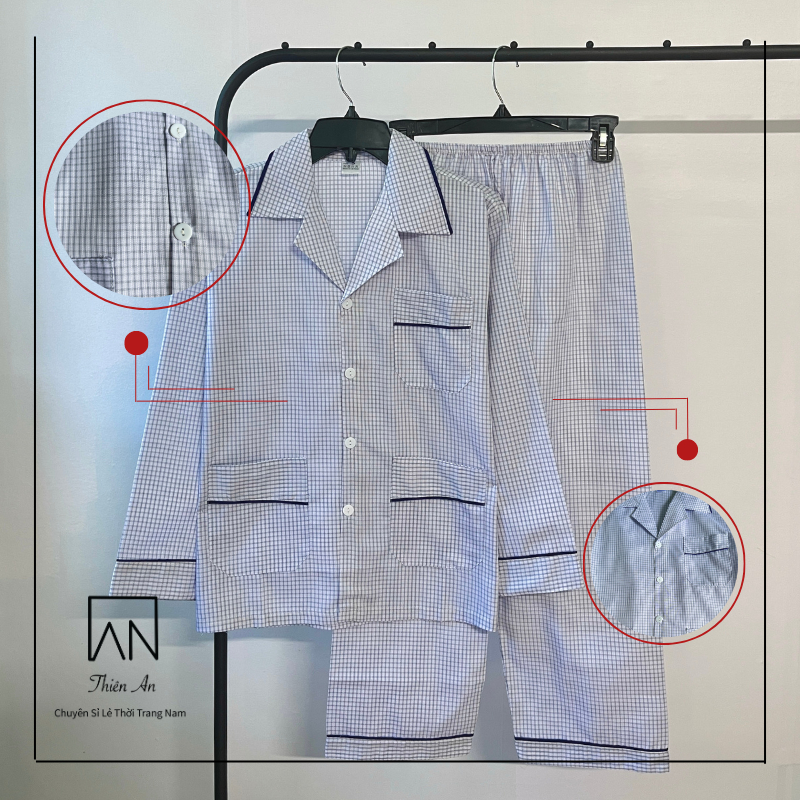 Đồ Bộ Nam Pijama Thích Hợp Với Nam Trung Niên Chất Liệu Vải Cotton Thoáng Mát Thiên An TA90S