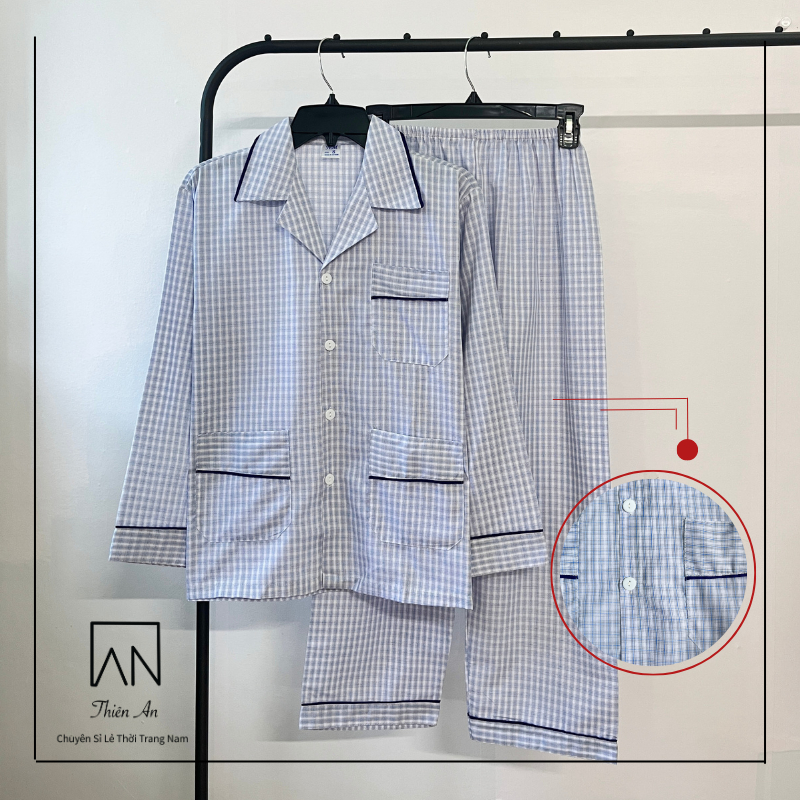 Đồ Bộ Nam Pijama Thích Hợp Với Nam Trung Niên Chất Liệu Vải Cotton Thoáng Mát Thiên An TA90S