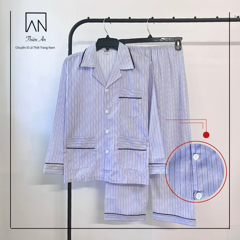 Đồ Bộ Nam Pijama Thích Hợp Với Nam Trung Niên Chất Liệu Vải Cotton Thoáng Mát Thiên An TA90S