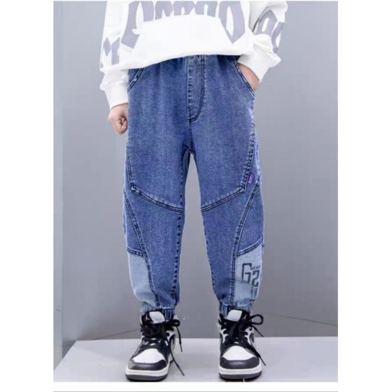 Quần jean dài bé trai 20-55kg, quần bò túi hộp vải mềm co giãn