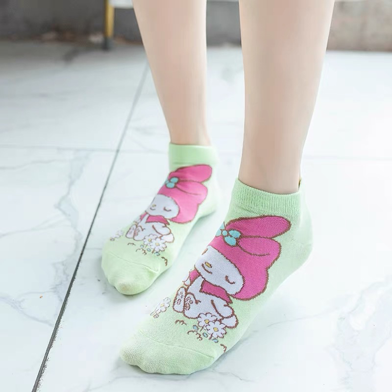 Tất vớ chân cổ thấp hoạt hình Sanrio Melody Cinnamoroll Kitty Pompurin Keropi dễ thương