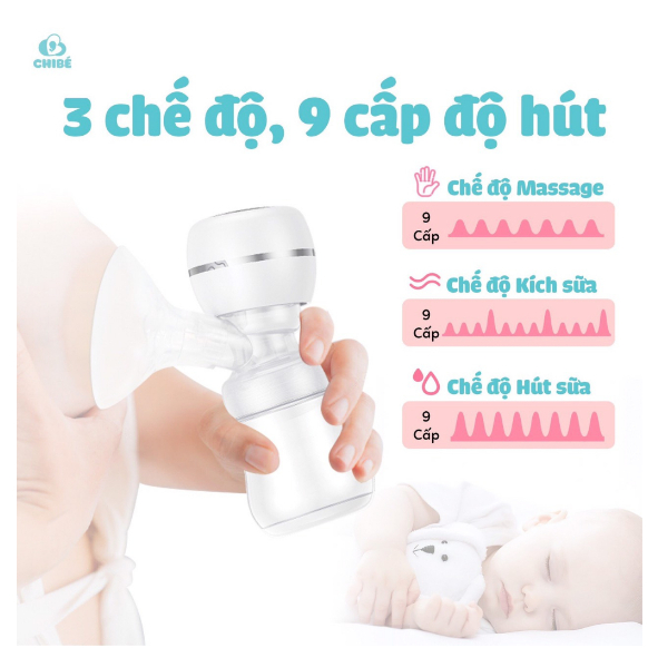 MÁY HÚT SỮA KHÔNG DÂY CHIBÉ MOMI 3 CB025-TẶNG PHỄU HẠ SIZE