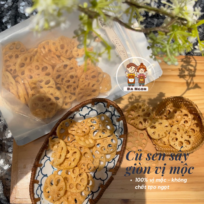 Củ sen sấy giòn ăn liền thơm ngon giòn rụm: Vị mộc, Phomai, Rong biển mè, trứng muối, xí muội - ảnh shop tự chụp