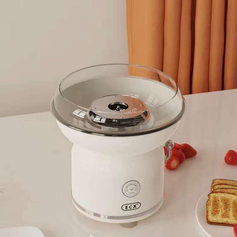 Máy làm kẹo bông gòn mini ECX màu trắng kiểu retro xinh xắn , quà tặng cho bé yêu