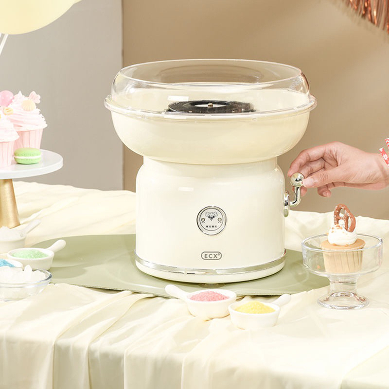 Máy làm kẹo bông gòn mini ECX màu trắng kiểu retro xinh xắn , quà tặng cho bé yêu