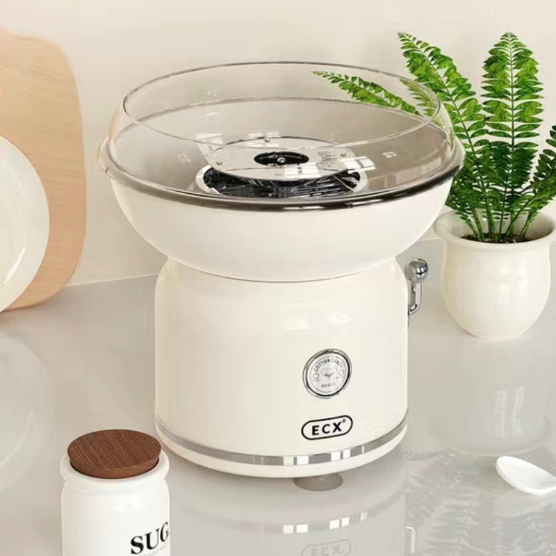Máy làm kẹo bông gòn mini ECX màu trắng kiểu retro xinh xắn , quà tặng cho bé yêu