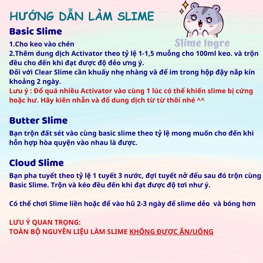 Dung Dịch Làm Đông Slime Activator + Keo Trong Đóng Chai - Nguyên Liệu Làm Slime