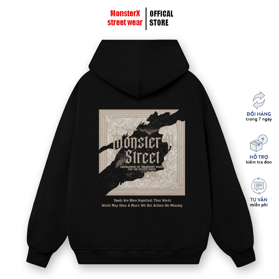 Áo hoodie nỉ bông Monster X Street Camara nam nữ form rộng thu đông Local Brand