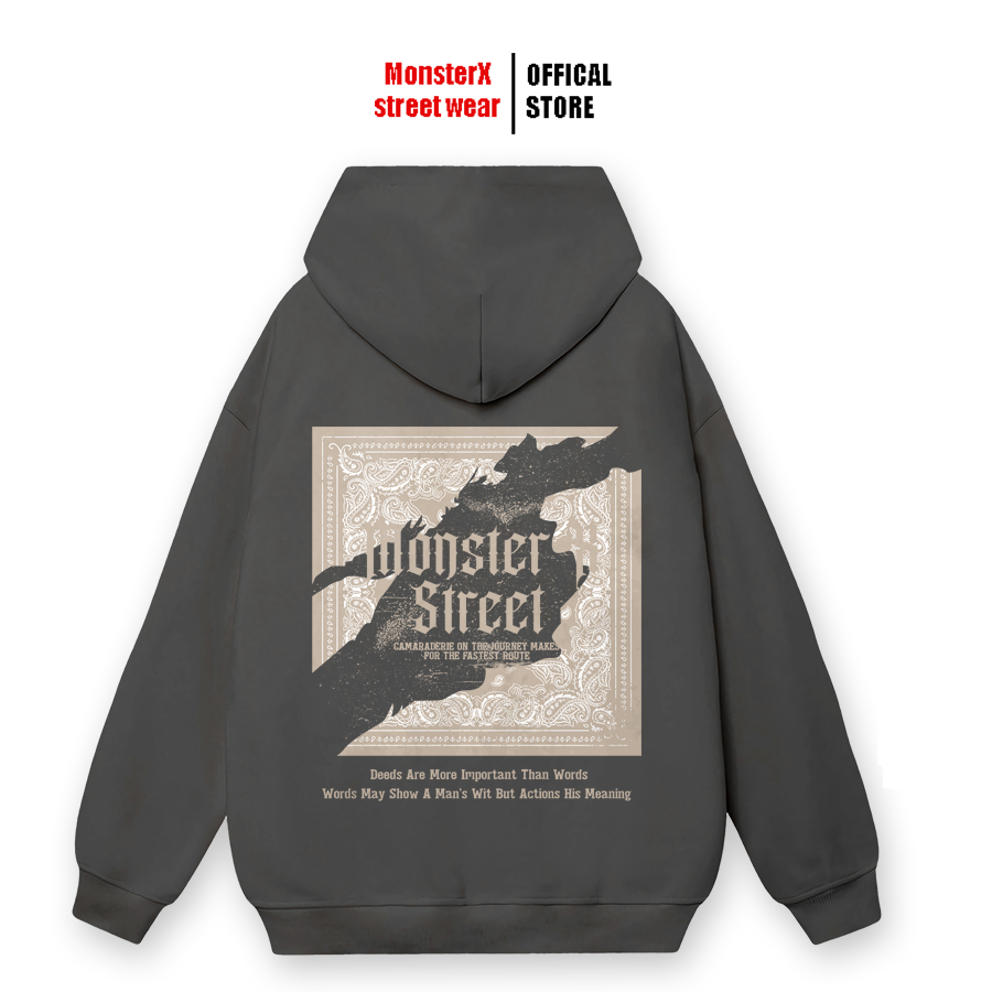 Áo hoodie nỉ bông Monster X Street Camara nam nữ form rộng thu đông Local Brand