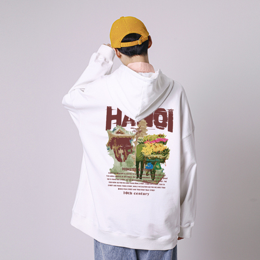 Áo Hoodie nỉ bông Monster X Street Hà Nội Hàng Rong nam nữ form rộng thu đông Local Brand