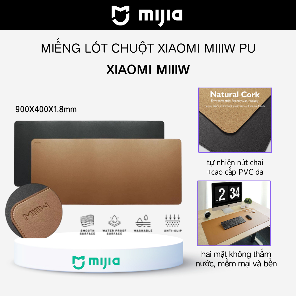 Xiaomi Miếng Lót Chuột PU Miếng Lót Chuột Bằng Da Một Bên Tấm Phủ Bàn Phím Chống Nước Tấm Lót Máy Tính Xác-MI