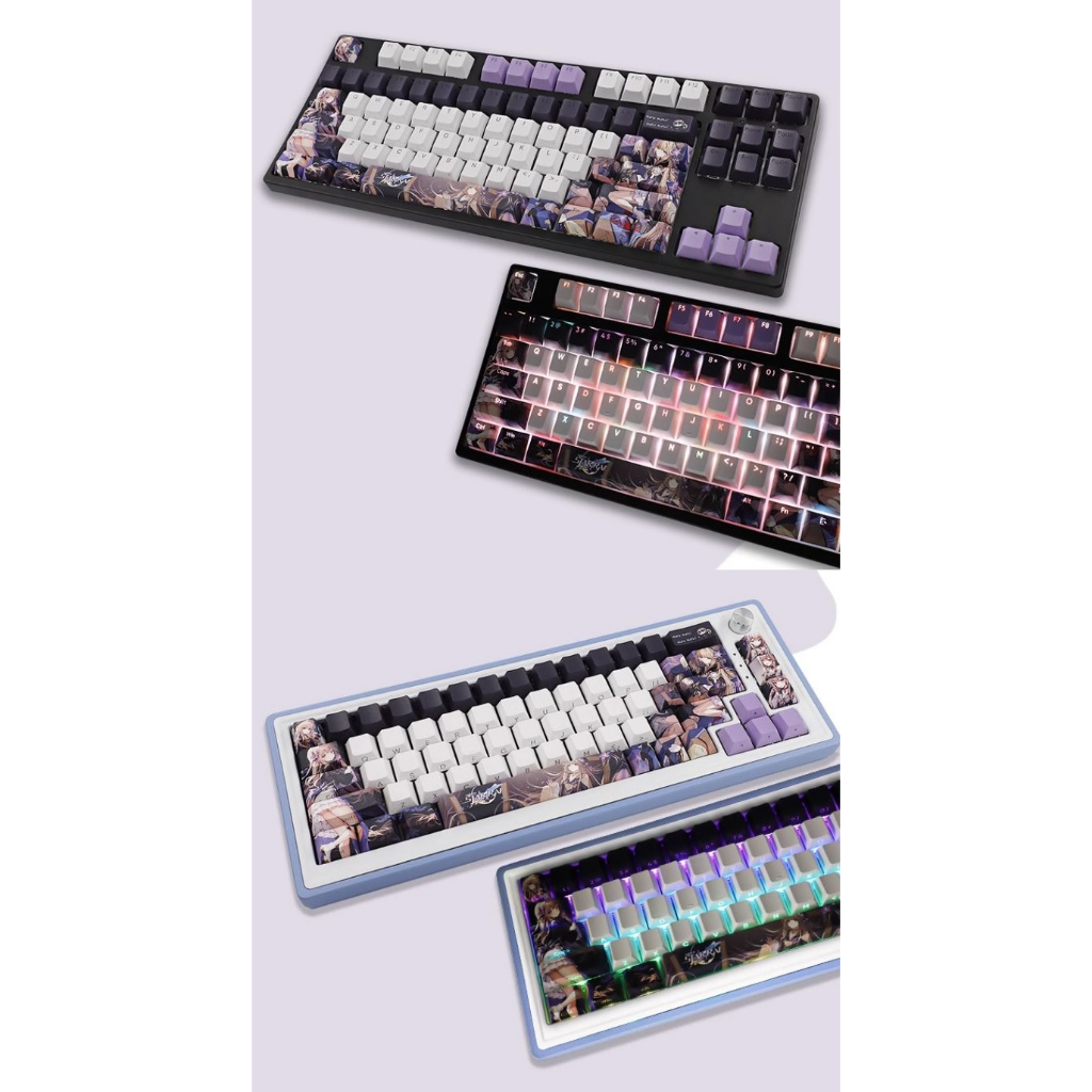 Keycap Honkai: Star Rail Seele thick PBT xuyên led in dyesub 5 mặt 135 phím anime layout keycaps Genshin Impact