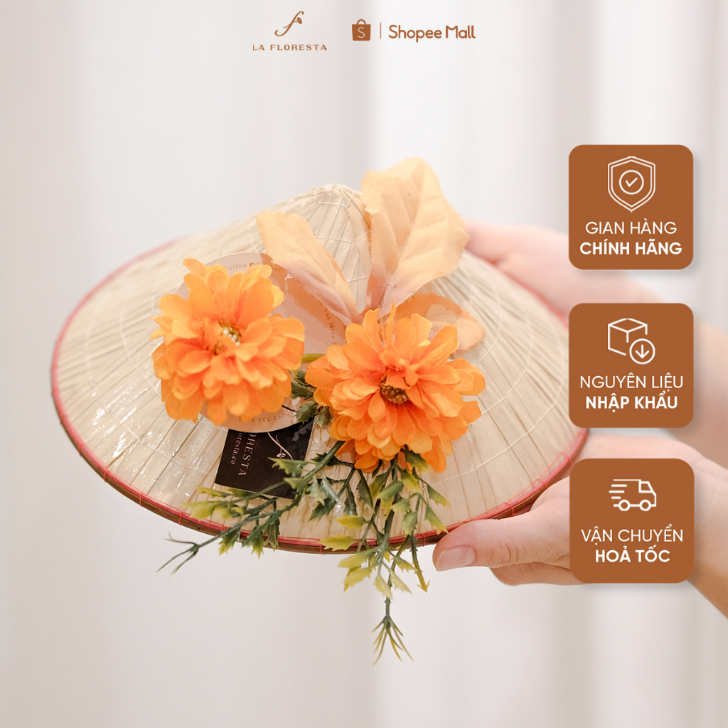 Nón Lá Trang Trí Hoa Lụa Nhiều Màu Cao Cấp La Floresta - Quà tặng dịp đặc biệt