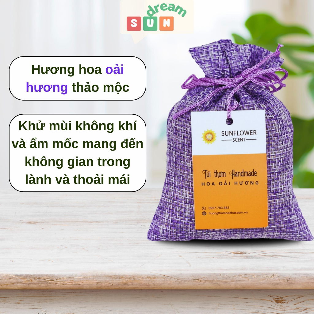 Túi Thơm Lavender Hoa Oải Hương Thơm Ngát Khử Mùi Ô Tô Trang Trí Handmade