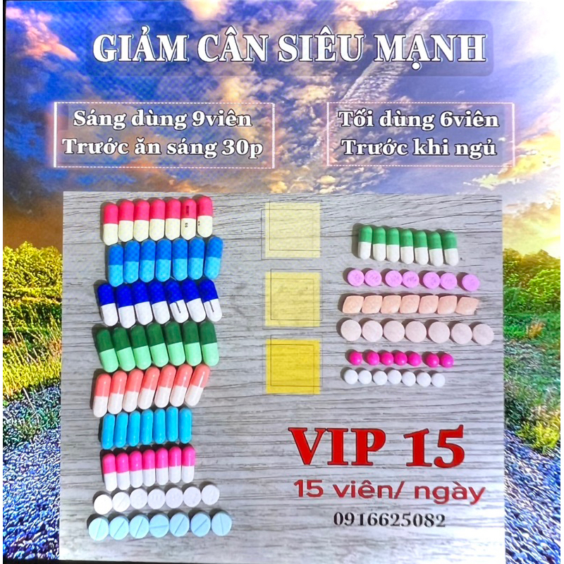 Giảm cân siêu tốc Vip 15 SS Yanhee Cực Mạnh cho cơ địa chái lỳ (15viên/ngày)