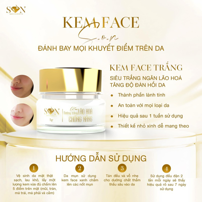Combo Kem Face Tím Mờ Nám Ngày Đêm Tặng Cao Bưởi S.O.N Nguyễn T