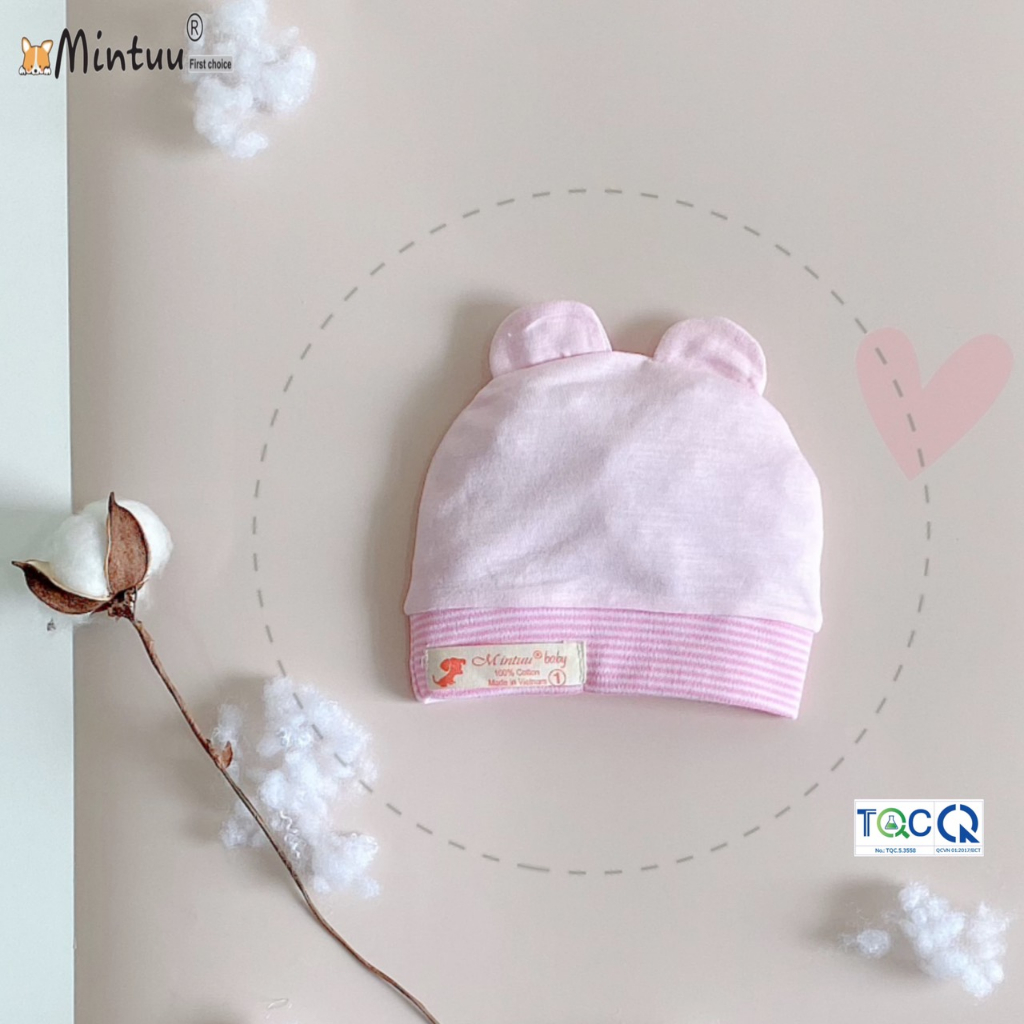Nón mũ tai thỏ sơ sinh thương hiệu Mintuu chất liệu sợi tre