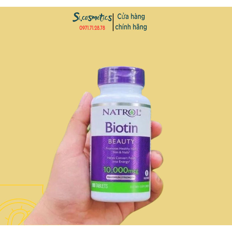 Viên uống Natrol Biotin 10000 Mcg 100 Viên Của Mỹ Biotin 10.000 mcg hong1008 hỗ trợ tóc và móng