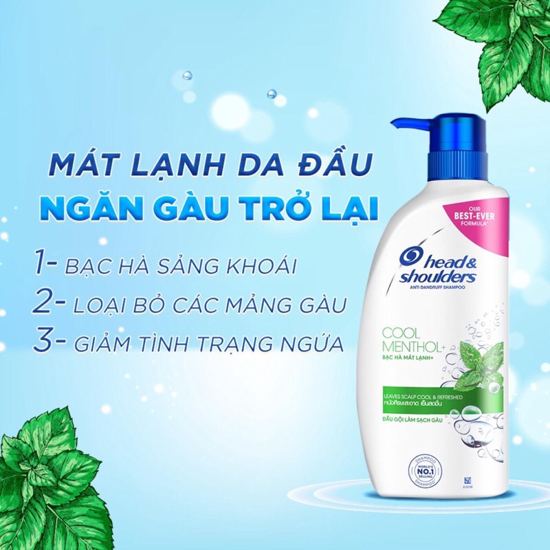Dầ gội Head & Shoulders làm sạch gàu mát lạnh bạc hà 320/650ml/