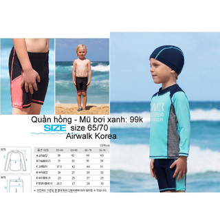 Set Quần bơi và mũ bơi trẻ em Airwalk size 65/70