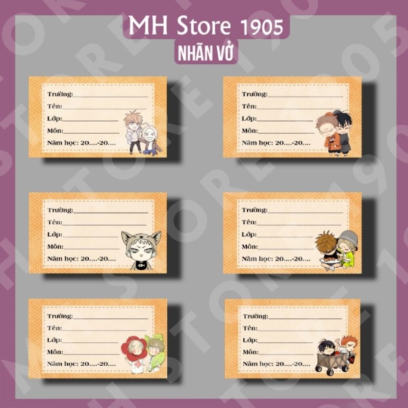 [Nhãn vở] thiết kế in hình 19 day (Set 12c)