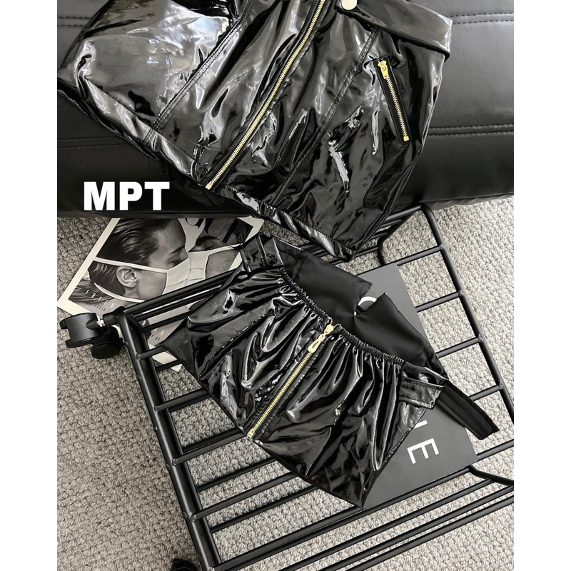 SET CHÂN VÁY NGẮN ÁO QUÂY DA PHỐI KHOÁ