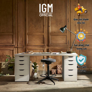 Bàn IKEA 2 Hộc Tủ Trắng IGM Chất Liệu Gỗ MDF Phủ Melamine Cao Cấp