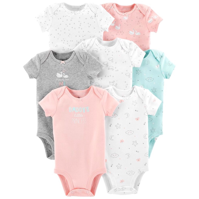 Set 7 chiếc body chíp ngắn tay và body chíp dài tay cho bé từ sơ sinh đến 24 tháng