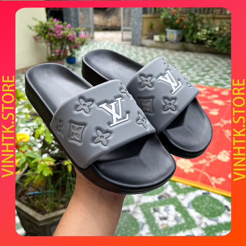 Dép Nam LV Quai Ngang ĐẾ PU Đi êm Chân Kiểu Dáng Thời Trang Năng Động