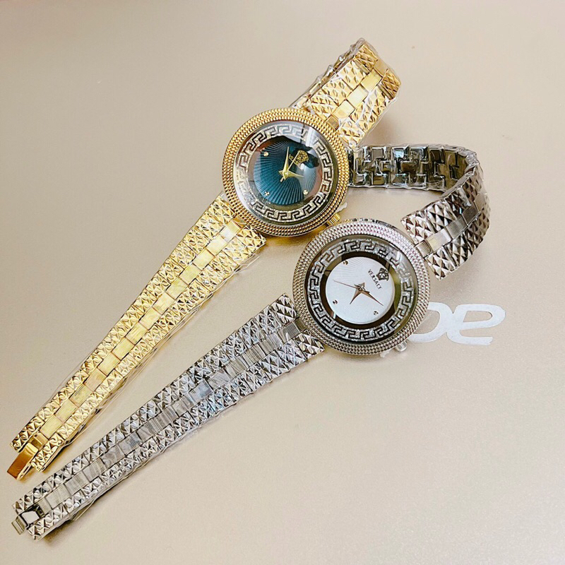 💐💐Đồng hồ nữ Mặt tròn đá thuỷ tinh ,thương hiệu  Vers.ace,  size :34mm, chống nước 3atm