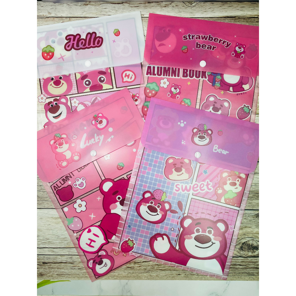 Bìa Nút Đứng Gấu Dâu Khổ A4, Bìa Nút Đứng Hoạt Hình Dễ Thương, Bìa Nút Đứng Đôrêmon, Bìa Đựng Hồ Sơ Sanrio
