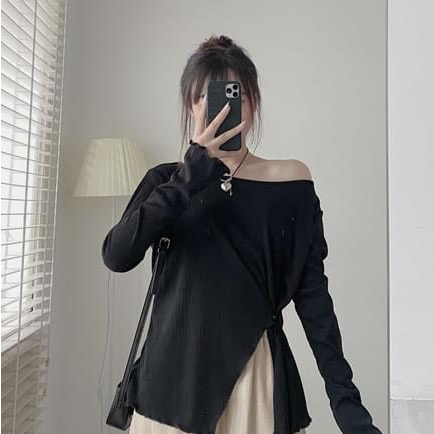 Áo xẻ vạt chất thun tăm dài tay- 247store.vn -Aoxevat1048_P0K47