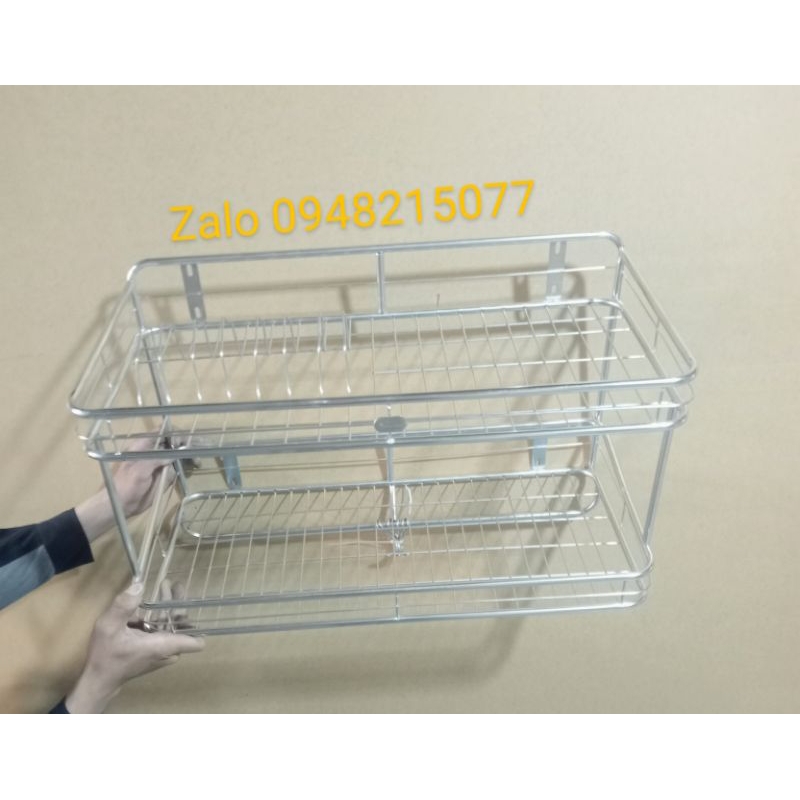 KỆ CHÉN TREO 2 TẦNG INOX CAO CÂP  kệ có sóng đĩa
