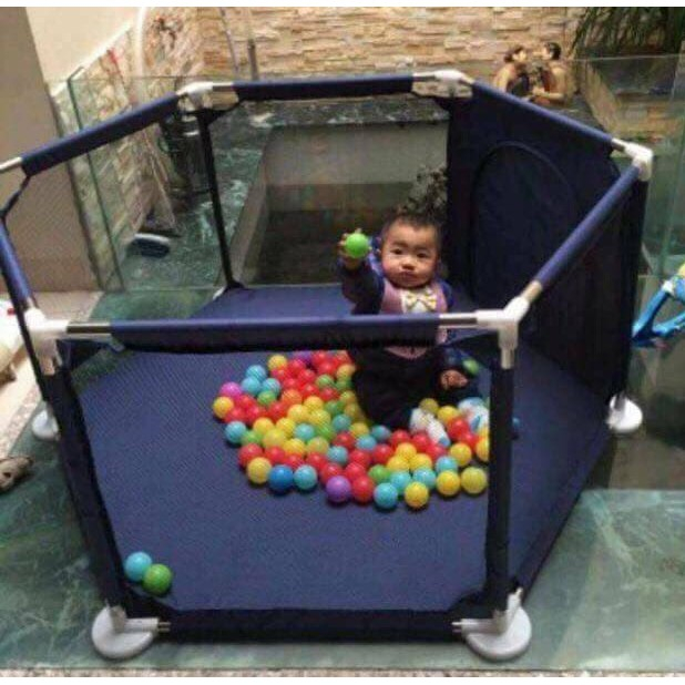 Quây bóng lục giác khung inox vải dù cho bé tặng kèm 10 quả bóng cho bé