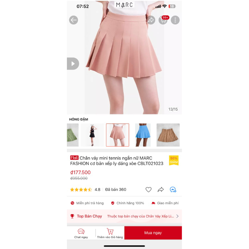 Pass 02 chân váy Marc Hồng và Xanh size M