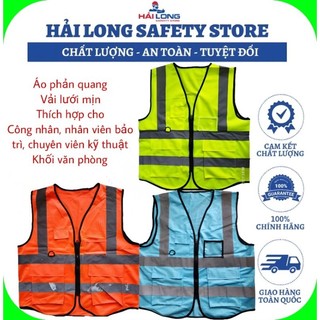 Áo gile bảo hộ hàng việt nam áo phản quang chất liệu vải gió cho công nhân xây dựng, làm trong môi trường tối
