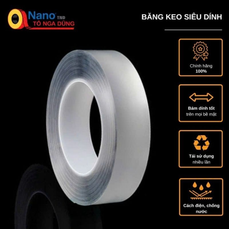 Keo 2 mặt silicon siêu dính 2F dài 2M dày 2 ly