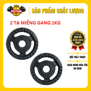 Bộ 2 bánh tạ gang tạ miếng gang 3 lỗ 1kg (PHUCTHANHSPORT)