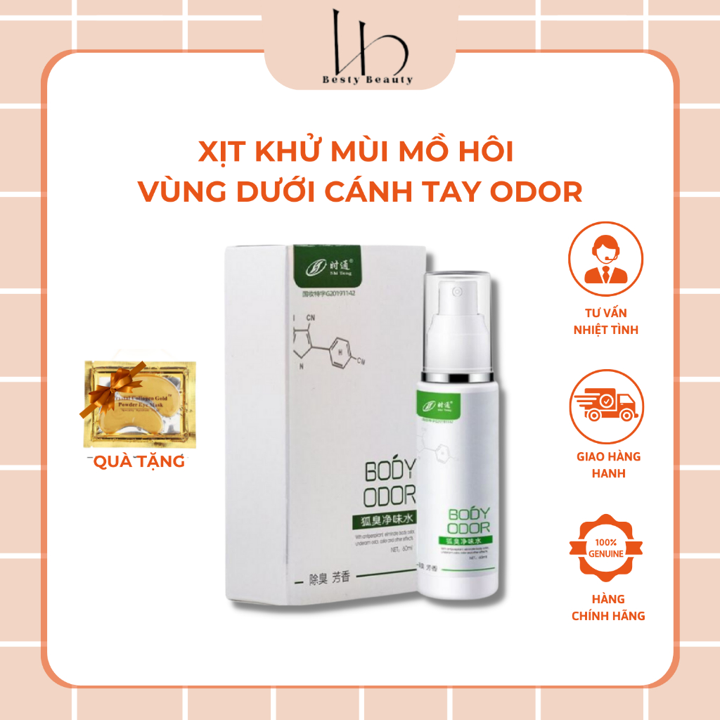 Xịt Khử Mùi Mồ Hôi Vùng Dưới Cánh Tay Odor Ngăn Mồ Hôi Khử Mùi Hôi Thâm Nách Thơm Nhẹ Nhàng Dễ Chịu 60ml - Besty Beauty