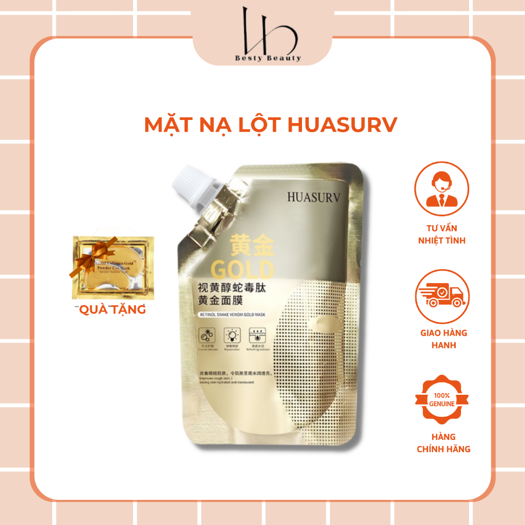 Mặt Nạ Vàng 24k HUASURV Lột Mụn, Dưỡng Trắng Da, Mờ Thâm, Chống Lão Hóa 100ml - Besty Beauty