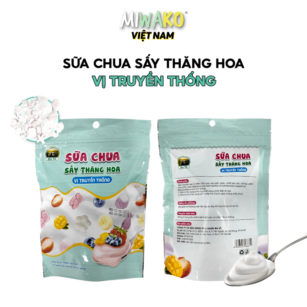 Sữa Chua Sấy Thăng Hoa Ba Vì Gồm 3 Vị Hoa Qủa Cho Bé Ăn Dặm Bổ Dưỡng - Miwako Việt Nam