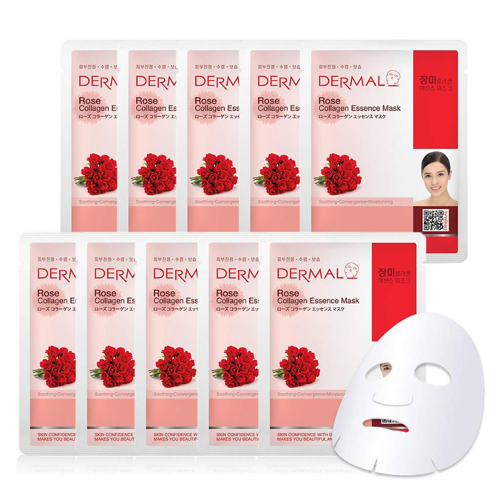 Mặt nạ Dermal dưỡng da tinh chất hoa hồng và collagen 23g