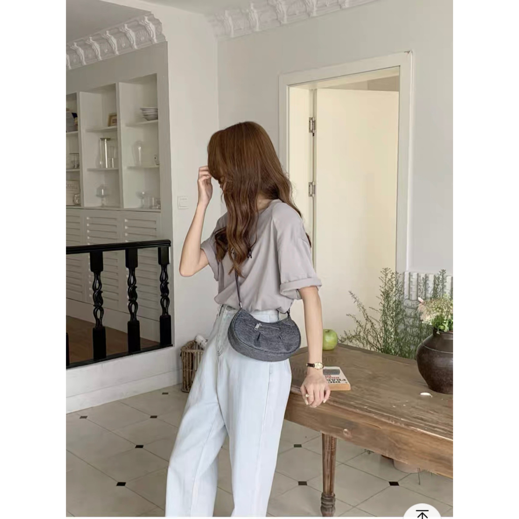 Túi xách nữ pamoli vải bò kẹp nách đeo chéo dáng bầu xinh_ TDC243