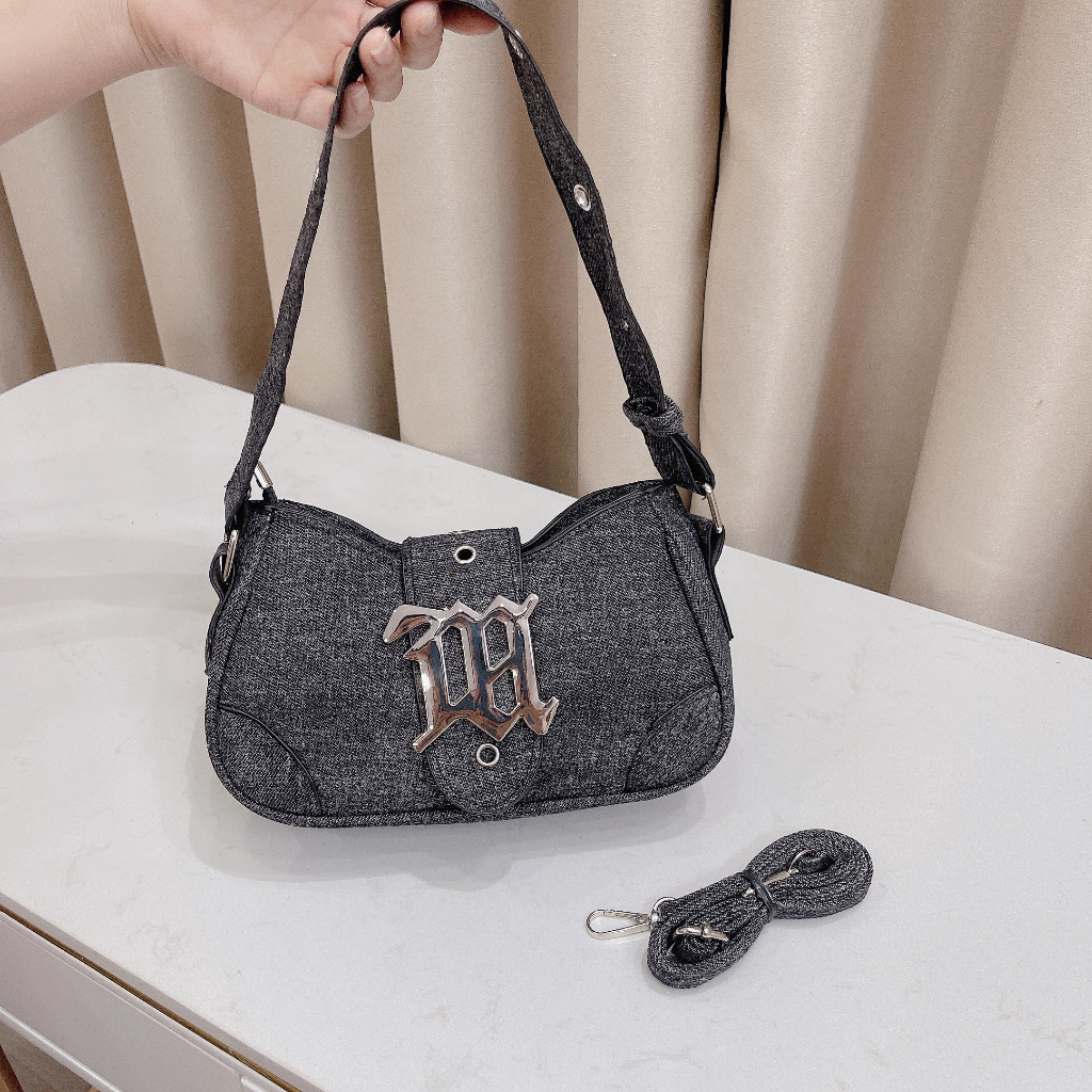 Túi xách nữ đeo chéo đeo vai đi chơi đi làm túi kẹp nách chữ M vải bò_ TDC566