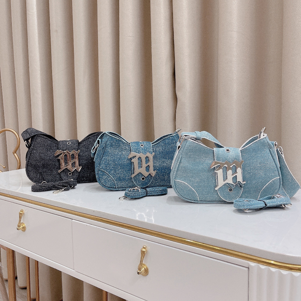 Túi xách nữ đeo chéo đeo vai đi chơi đi làm túi kẹp nách chữ M vải bò_ TDC566