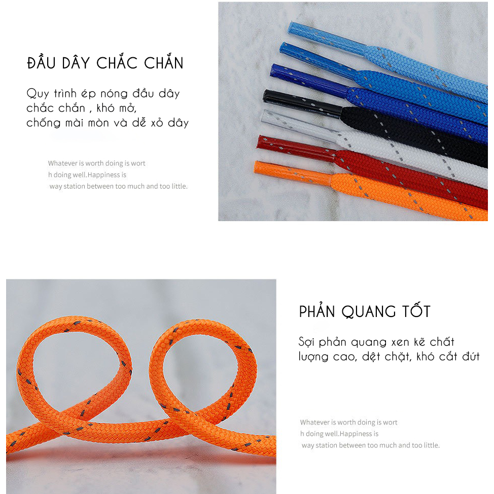 Dây Giày Đá Bóng 5mm T.FOOTBALL Reflective 3M Phản Quang Chuống Tuột Có Hộp Đi Kèm