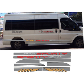 Tem dán sườn xe ô tô mẫu Sporty , tem dán sườn xe mẹc 16 chỗ, tem xe 16 chỗ, huynhdai, toyota, bmw