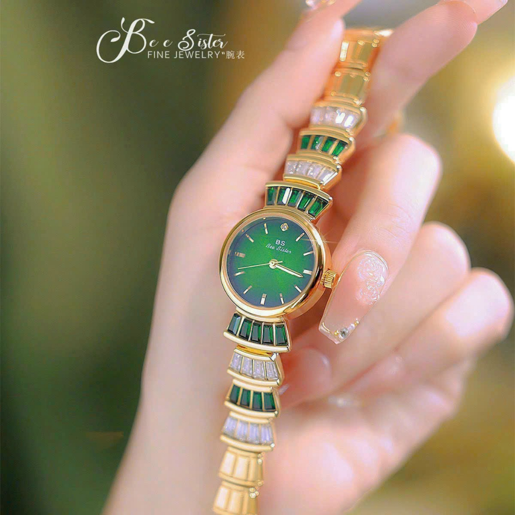 Đồng Hồ Bee siter nữ đính đá rupi xanh tươi trẻ ,sang trọng mỗi ngày cho phái nữ, size : 25mm, , bảo hành 6 thangs